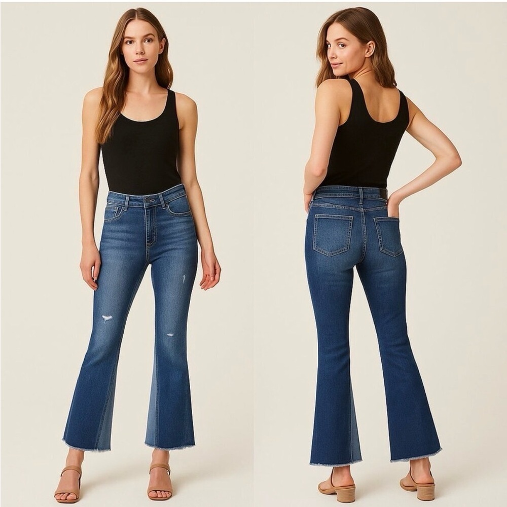 KUT🌹FROM THE KLOTH Kelsey High Rise Ankle Flare Jeans ✨ Sz 6 ✨Raw Hem - Picture 13 of 14